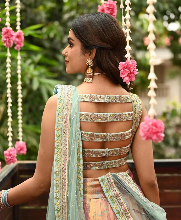 Panelled Sleeveless Blouse Back Neck Design