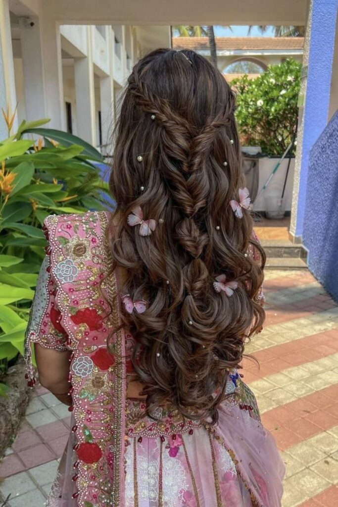 Half-Up, Half-Down with Floral Clips