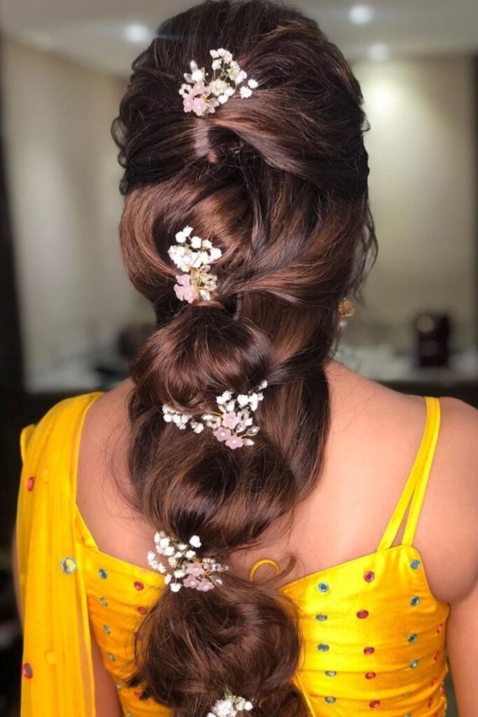 Open Hair With Scattered Flowers