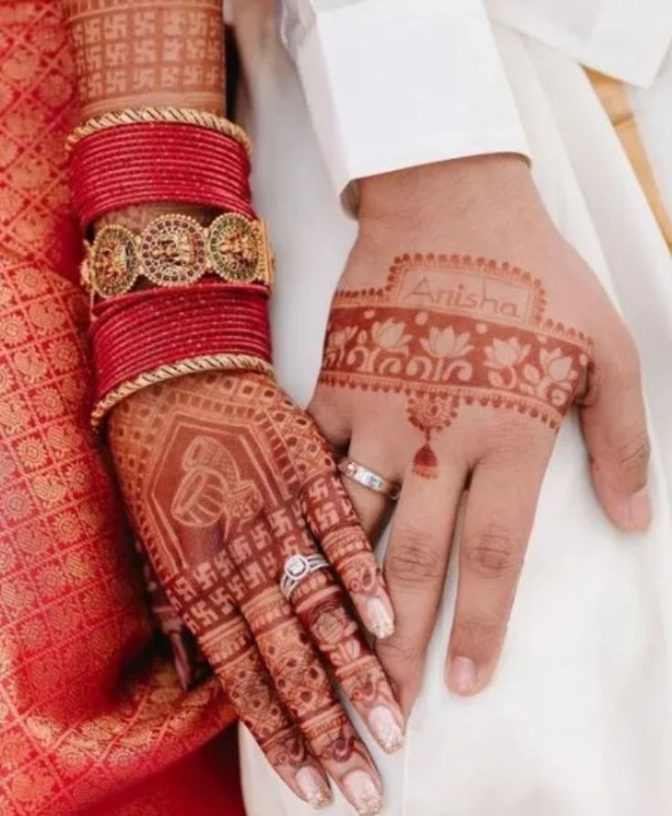 Simple Lotus Motif Design with Bride’s Name