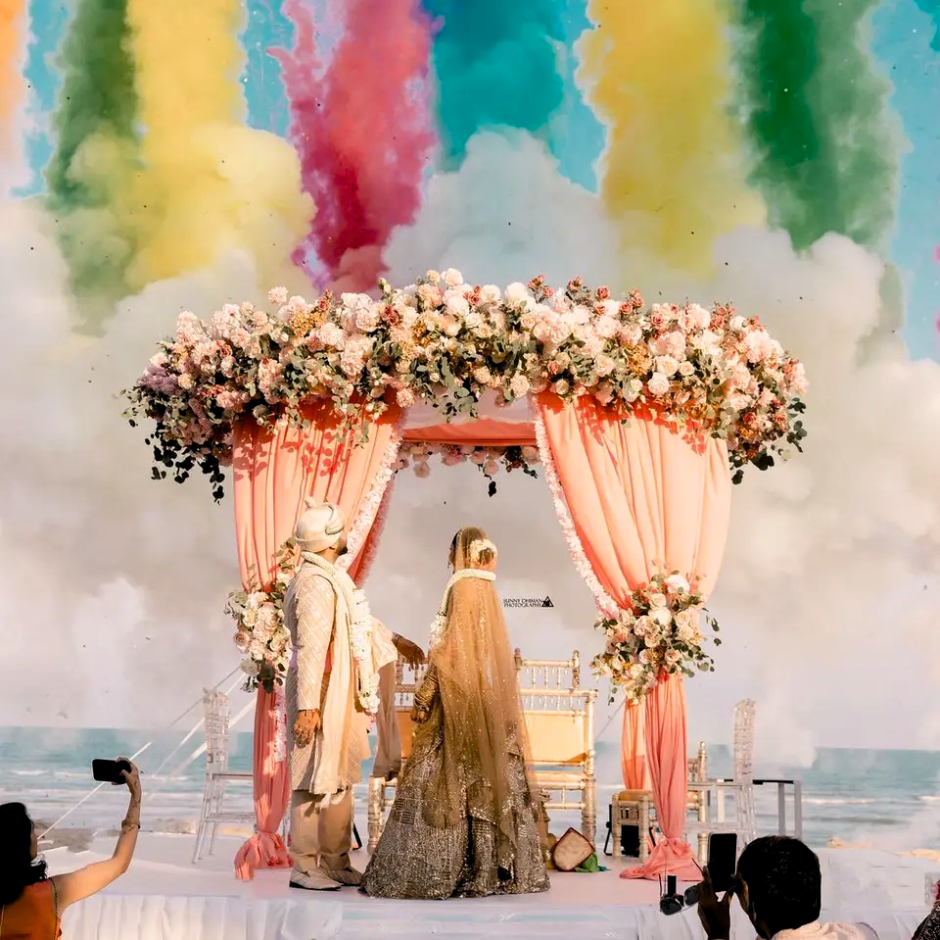 Vibrant & Peachy Mandap Decor