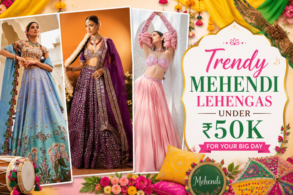 Trendy Mehendi Lehengas Under ₹50K for Your Big Day